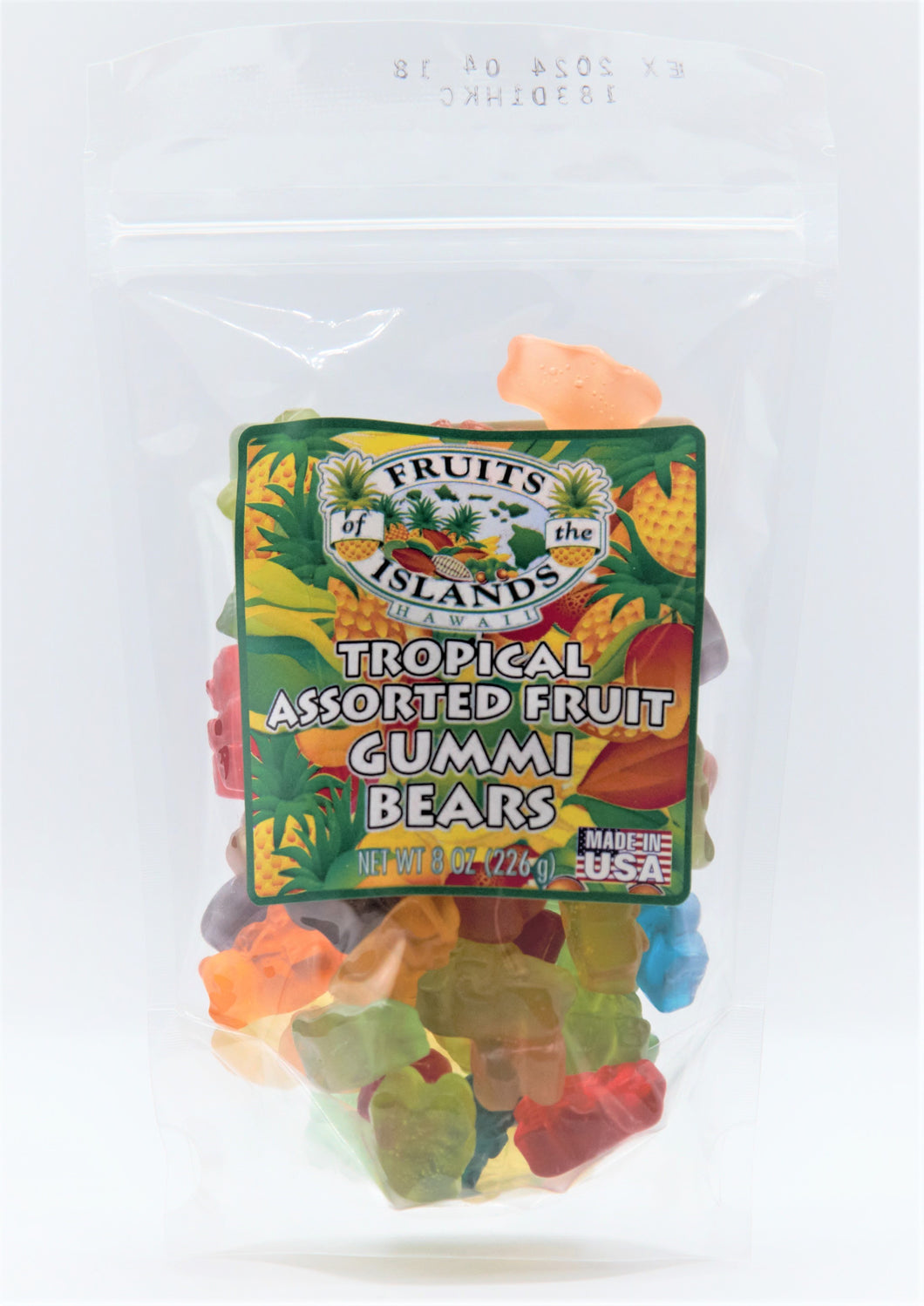 Tropical Assorted Fruit Gummi Bears Bag 8oz (226g)