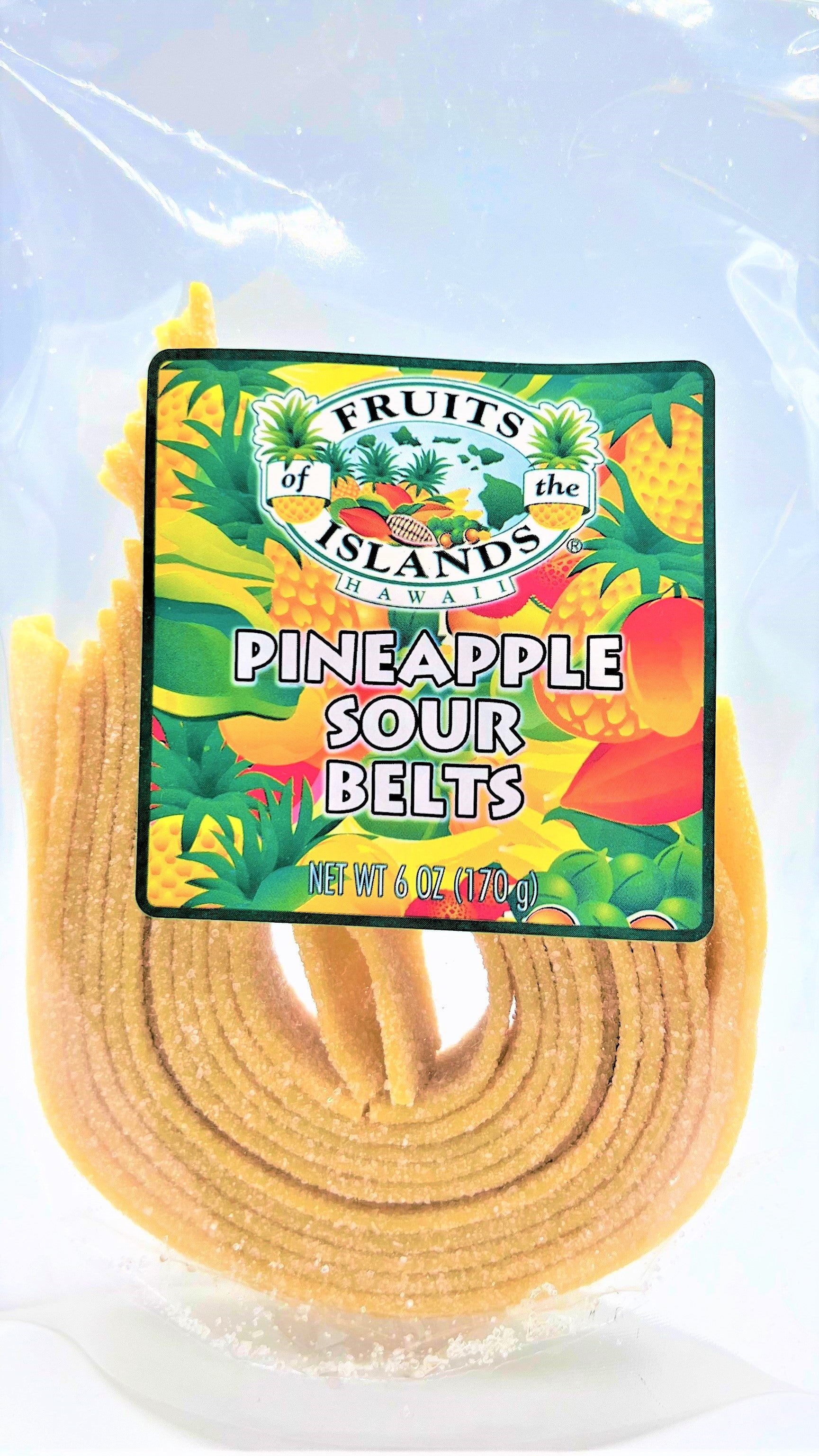Pineapple Sour Belts Candy 6oz (170g) Fruits of the Islands
